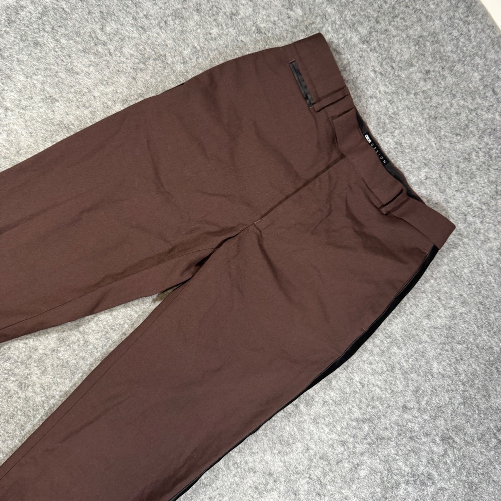 ASOS DESIGN Brown Tuxedo Stripe Trousers W28‎ L30 Slim Fit Dress Pants 116093300